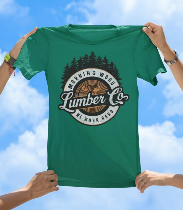 Morning Wood Lumber Co. T-Shirt | Funny Vintage Work Hard Graphic Tee