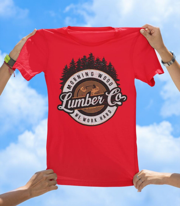 Morning Wood Lumber Co. T-Shirt | Funny Vintage Work Hard Graphic Tee