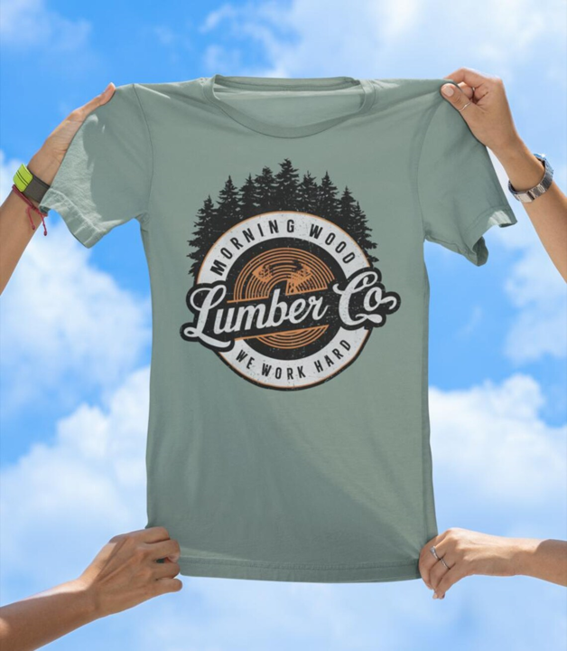 Morning Wood Lumber Co. T-Shirt | Funny Vintage Work Hard Graphic Tee