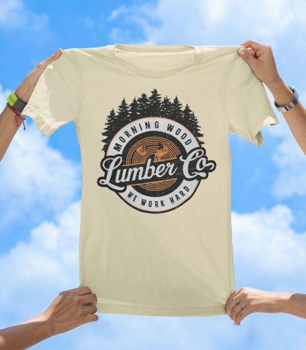 Morning Wood Lumber Co. T-Shirt | Funny Vintage Work Hard Graphic Tee