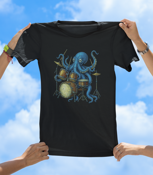Octopus Art Drummer T-Shirt | Vintage-Style Sea Creature Music Tee - The Southern Yankee