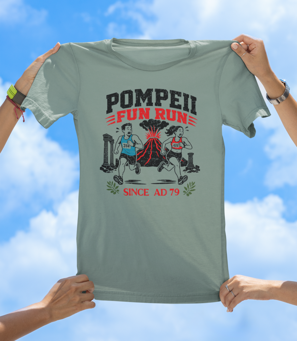 Pompeii Fun Run T-Shirt – Since AD 79 Volcano Graphic Tee