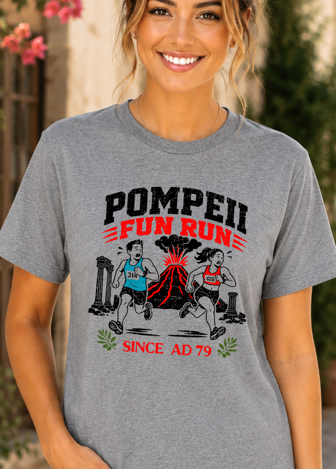 Pompeii Fun Run T-Shirt – Since AD 79 Volcano Graphic Tee