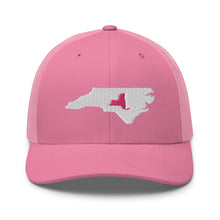 Load image into Gallery viewer, Women&#39;s Embroidered North Carolina Life with New York Roots Trucker Cap