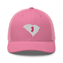 Load image into Gallery viewer, Women&#39;s Embroidered South Carolina Life with New Jersey Roots Trucker Cap