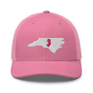 Women's Embroidered North Carolina Life with New Jersey Roots Trucker Cap