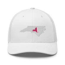 Load image into Gallery viewer, Women&#39;s Embroidered North Carolina Life with New York Roots Trucker Cap