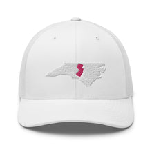 Load image into Gallery viewer, Women&#39;s Embroidered North Carolina Life with New Jersey Roots Trucker Cap