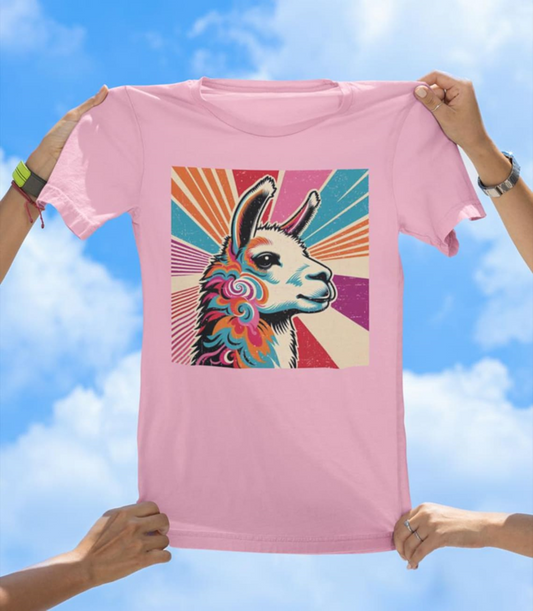 Retro Llama T-Shirt | Colorful 70s Vintage Llama Graphic Tee - The Southern Yankee
