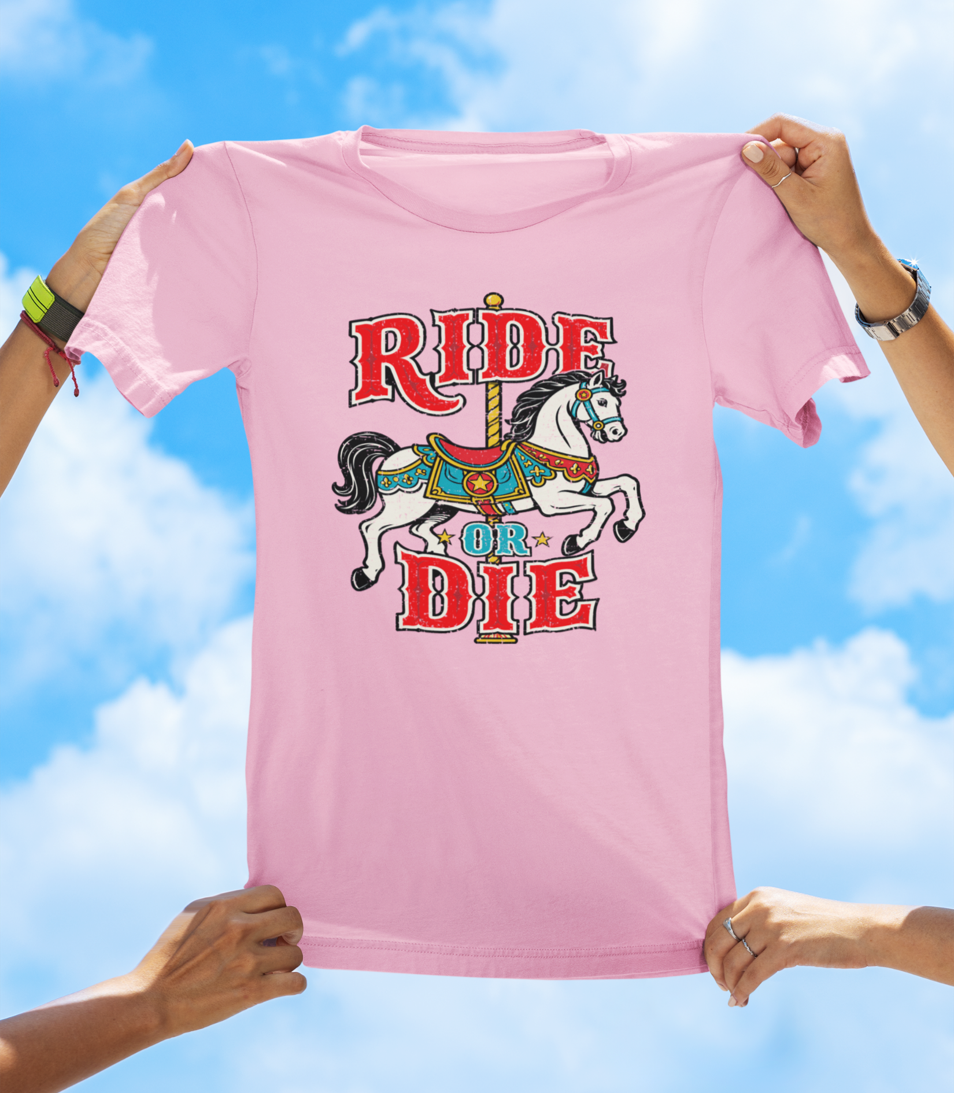 Ride or Die Carousel Horse T-Shirt – Retro Vintage Graphic Tee