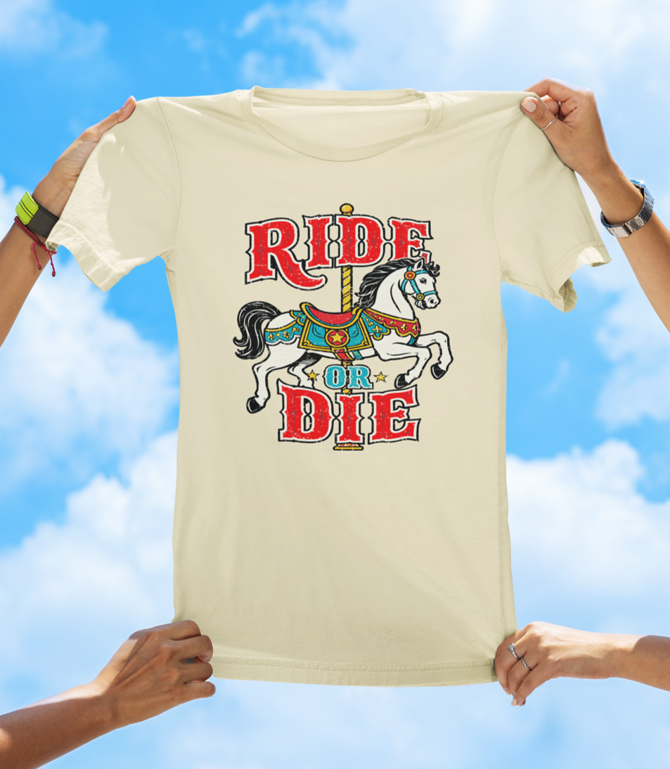 Ride or Die Carousel Horse T-Shirt – Retro Vintage Graphic Tee