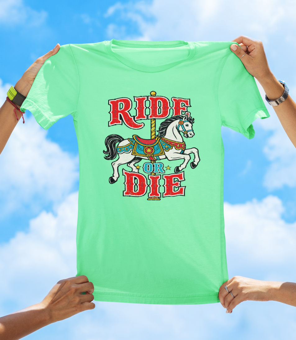 Ride or Die Carousel Horse T-Shirt – Retro Vintage Graphic Tee