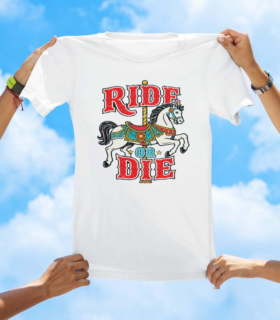 Ride or Die Carousel Horse T-Shirt – Retro Vintage Graphic Tee