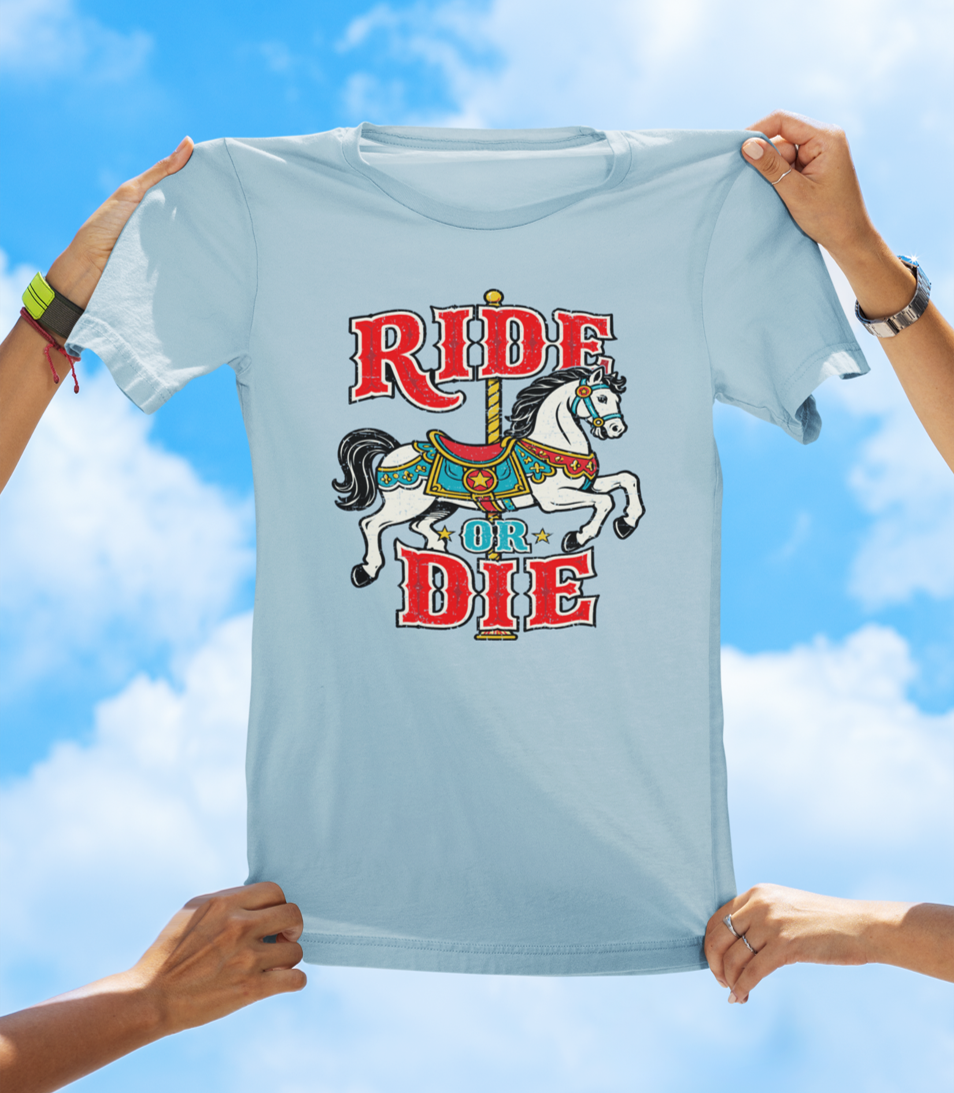 Ride or Die Carousel Horse T-Shirt – Retro Vintage Graphic Tee
