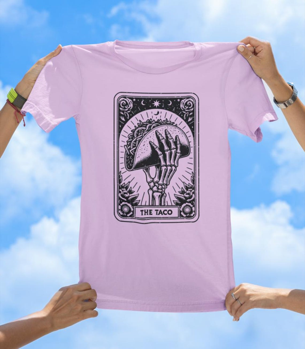 The Taco T-Shirt | Skeleton Hand Tarot Card Taco Lover Graphic Tee