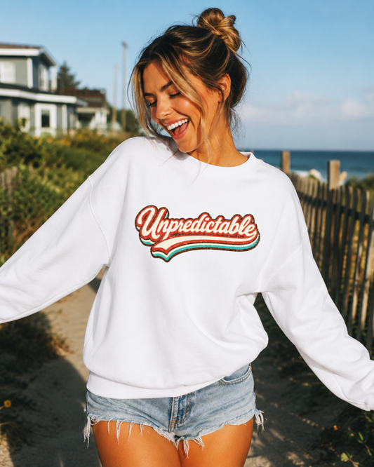 Unpredictable Sweatshirt – Retro Script Graphic Crewneck