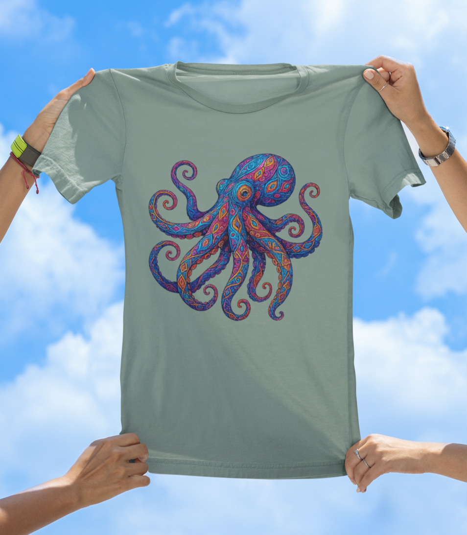 Vibrant Art Octopus T-Shirt | Colorful Ocean Animal Tee