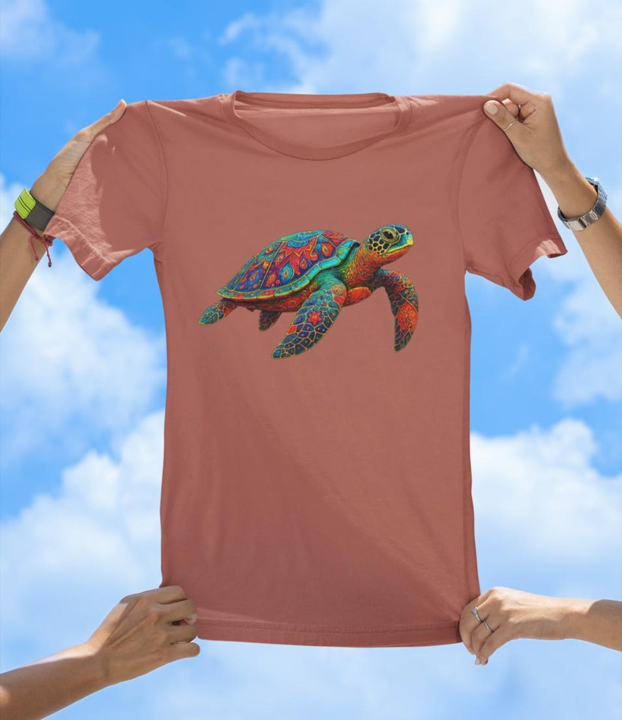Vibrant Art Turtle T-Shirt | Colorful Sea Turtle Fun Tee