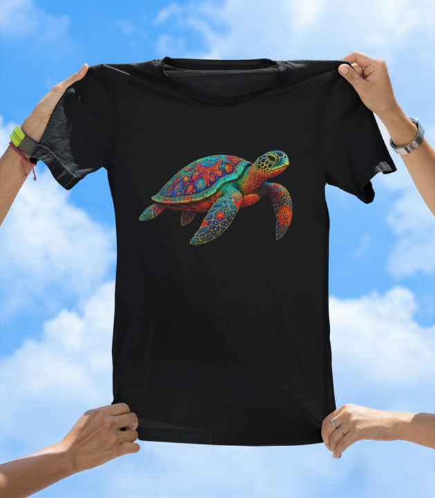 Vibrant Art Turtle T-Shirt | Colorful Sea Turtle Fun Tee