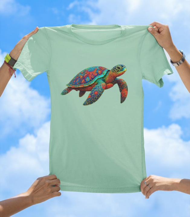 Vibrant Art Turtle T-Shirt | Colorful Sea Turtle Fun Tee