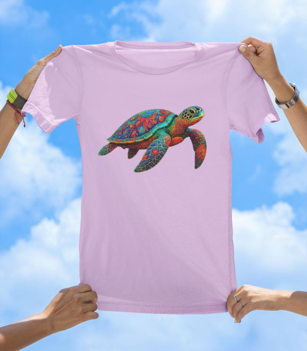 Vibrant Art Turtle T-Shirt | Colorful Sea Turtle Fun Tee