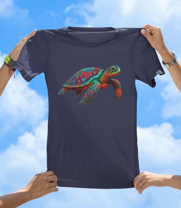 Vibrant Art Turtle T-Shirt | Colorful Sea Turtle Fun Tee