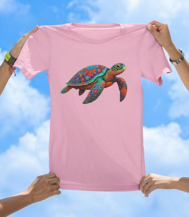 Vibrant Art Turtle T-Shirt | Colorful Sea Turtle Fun Tee
