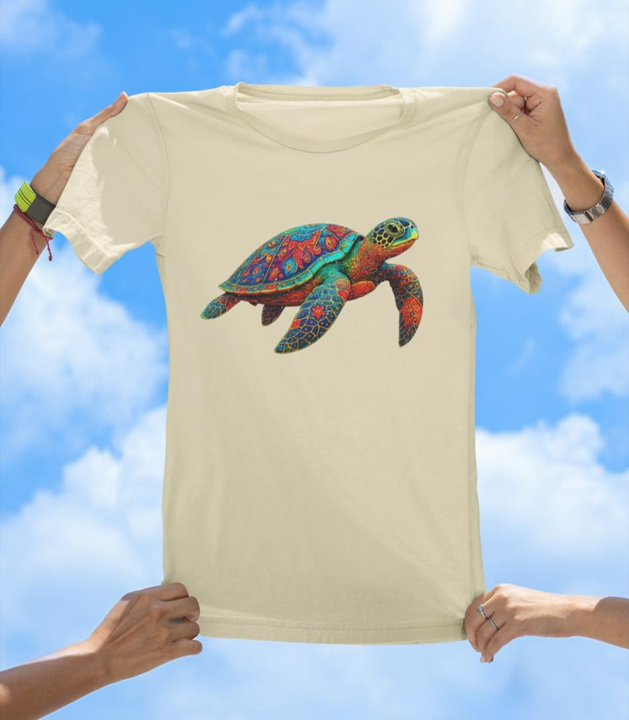 Vibrant Art Turtle T-Shirt | Colorful Sea Turtle Fun Tee