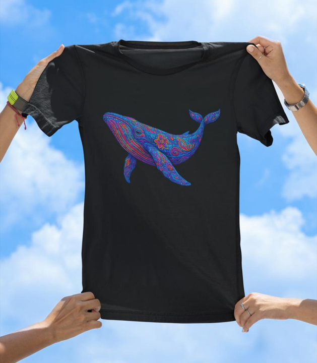 Vibrant Art Whale T-Shirt | Colorful Ocean Whale Tee