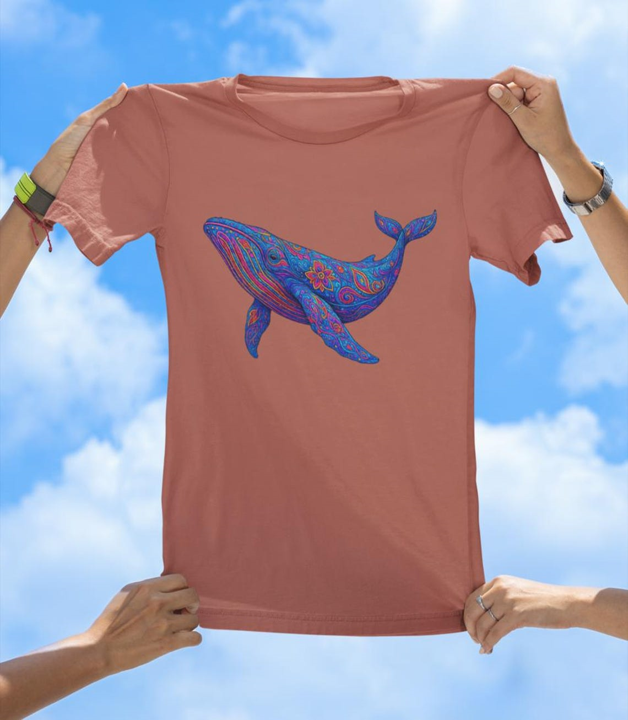 Vibrant Art Whale T-Shirt | Colorful Ocean Whale Tee