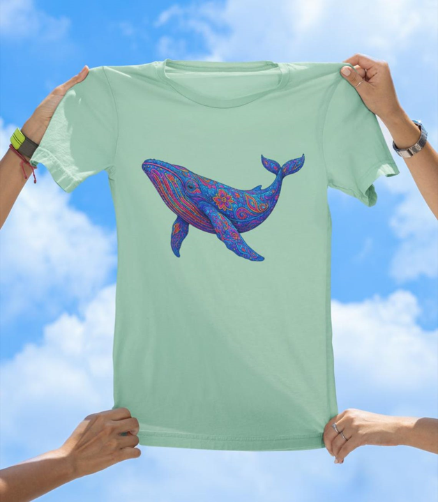 Vibrant Art Whale T-Shirt | Colorful Ocean Whale Tee