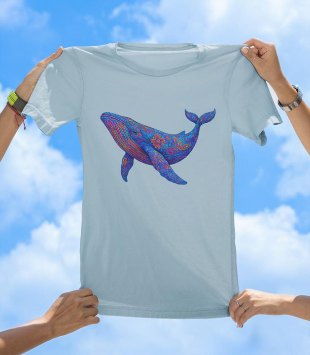 Vibrant Art Whale T-Shirt | Colorful Ocean Whale Tee