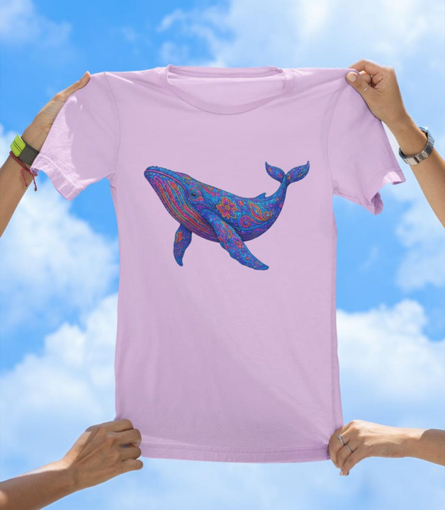 Vibrant Art Whale T-Shirt | Colorful Ocean Whale Tee
