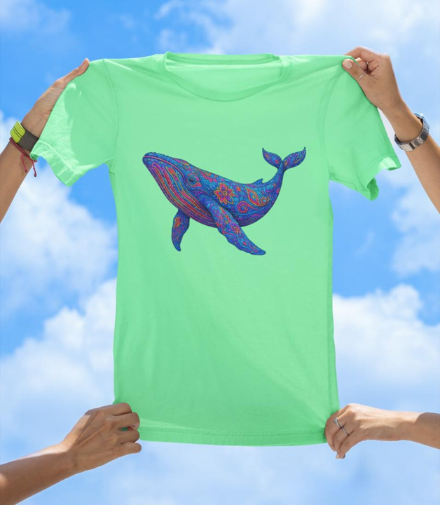 Vibrant Art Whale T-Shirt | Colorful Ocean Whale Tee