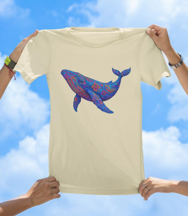 Vibrant Art Whale T-Shirt | Colorful Ocean Whale Tee