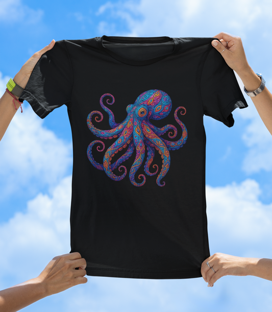 Vibrant Art Octopus T-Shirt | Colorful Ocean Animal Tee