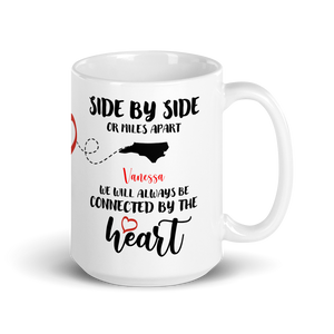 Personalized Connecticut to North Carolina Miles Apart Heart Mug Large 15oz - Southern Yankee