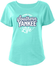 Load image into Gallery viewer, Ladies Scoop Neck Living that Southern Yankee Life Dolman Style T-shirt - The Southern Yankee
