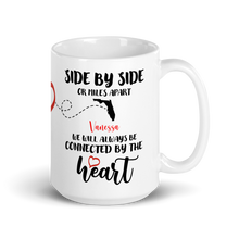 Load image into Gallery viewer, Personalized Side by Side or Miles Apart Heart Mug Large 15oz - Southern Yankee