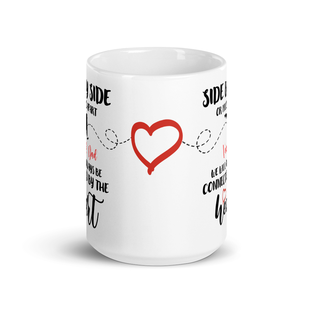 Personalized Side by Side or Miles Apart Heart Mug Large 15oz - Southern Yankee