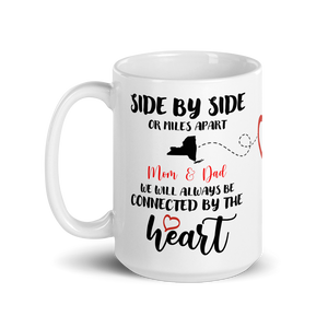 Personalized Side by Side or Miles Apart Heart Mug Large 15oz - Southern Yankee