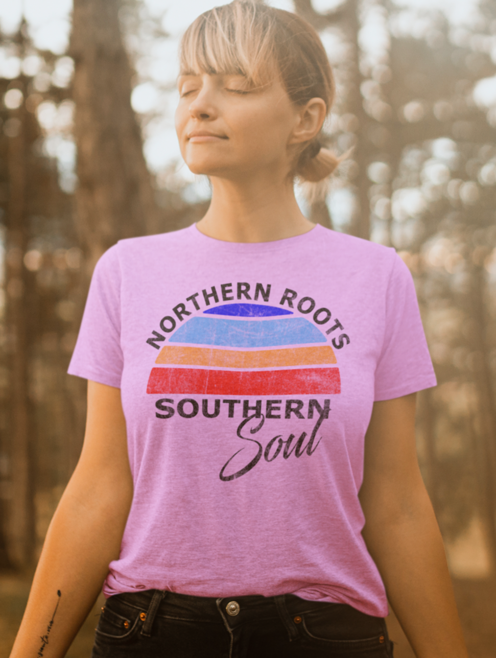 Northern Roots Southern Soul Distressed Striped Sun